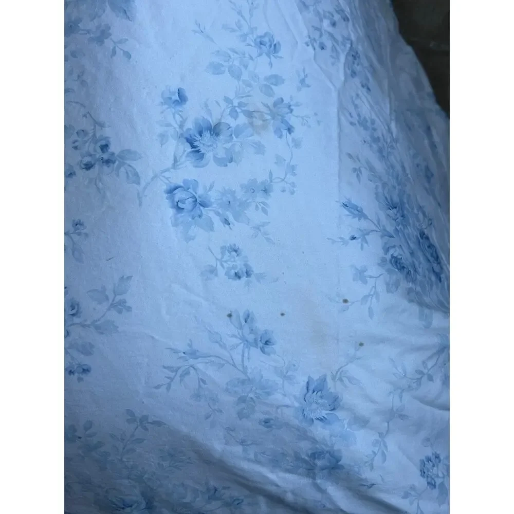 Vintage Ralph Lauren Floral Comforter cover Duvet Blue Rose Ruffled Edge King